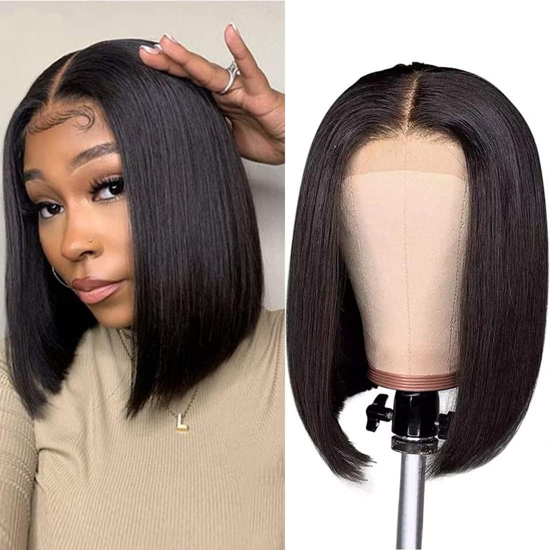 4x4 Glueless Straight Bob Wig